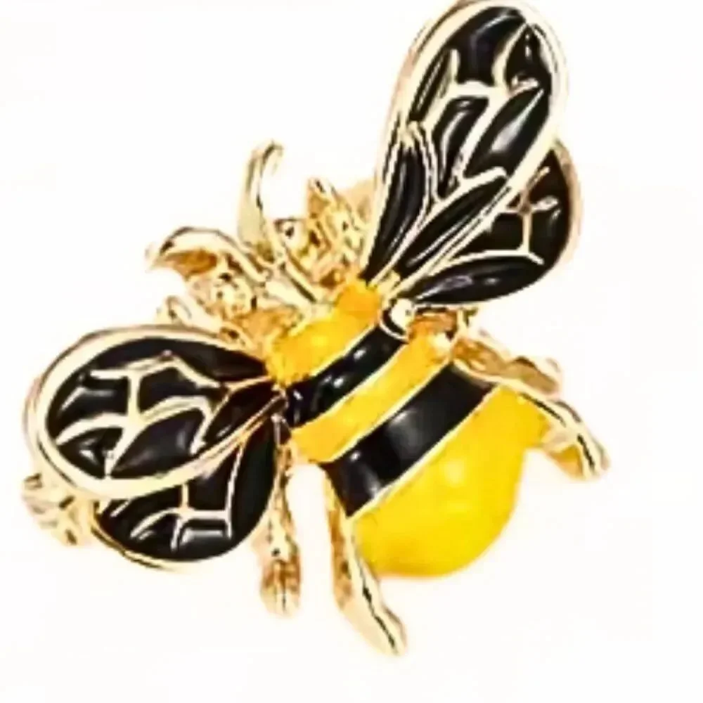 Bumble Bee Pins/Brooches 4pc Set Enamel & Rhinestones Small Brooch Whimsical